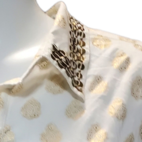 CHICOS button down white gold blouse M - Picture 7 of 9